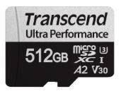 Флеш карта Transcend TS512GUSD340S 512Gb microSDXC Class 10 UHS-I U3 V30 A2 R160, W125Mb/s with SD adapter